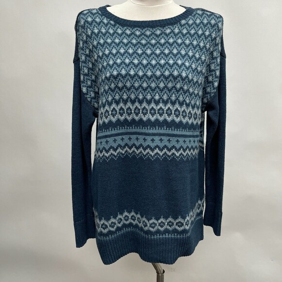 Chaps Women's Sweater Size Large Blue White NWT - Picture 1 of 8